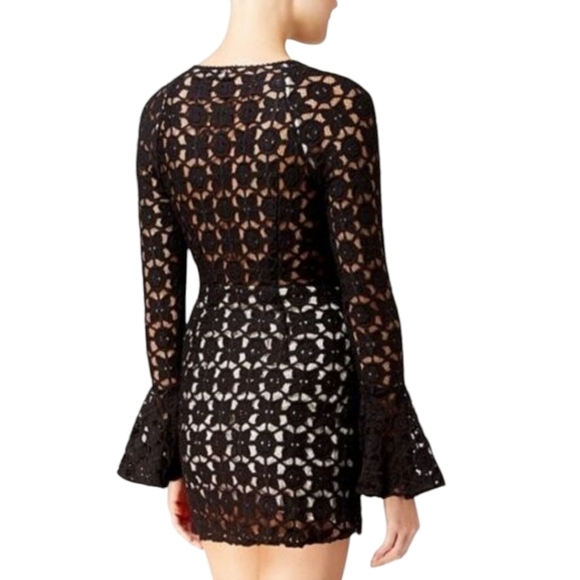 Free People Black Crochet Lace Dress Size 6 - Picture 2 of 6